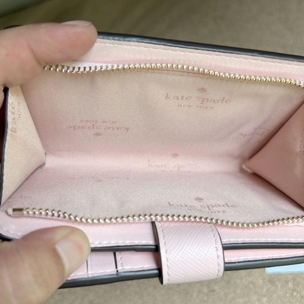 NWT Kate Spade Staci Medium Compact Bifold Wallet (Chalk Pink) - Picture 7 of 9